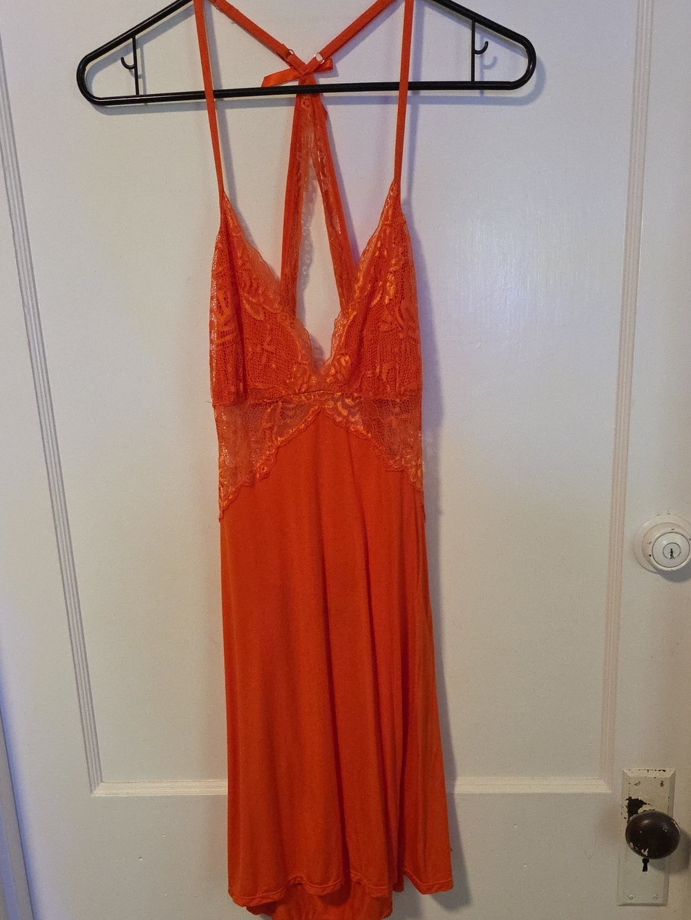 Avid Love Women's Orange Lace-Trim Chemise Nightgown